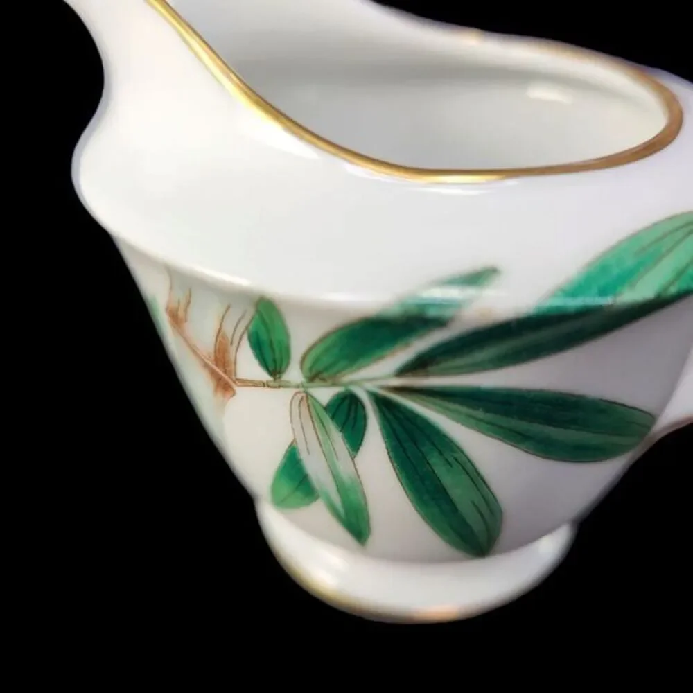 Noritake Canton Creamer Sugar Bowl With Lid Set Gold Trim Bamboo Japan Vtg READ‎